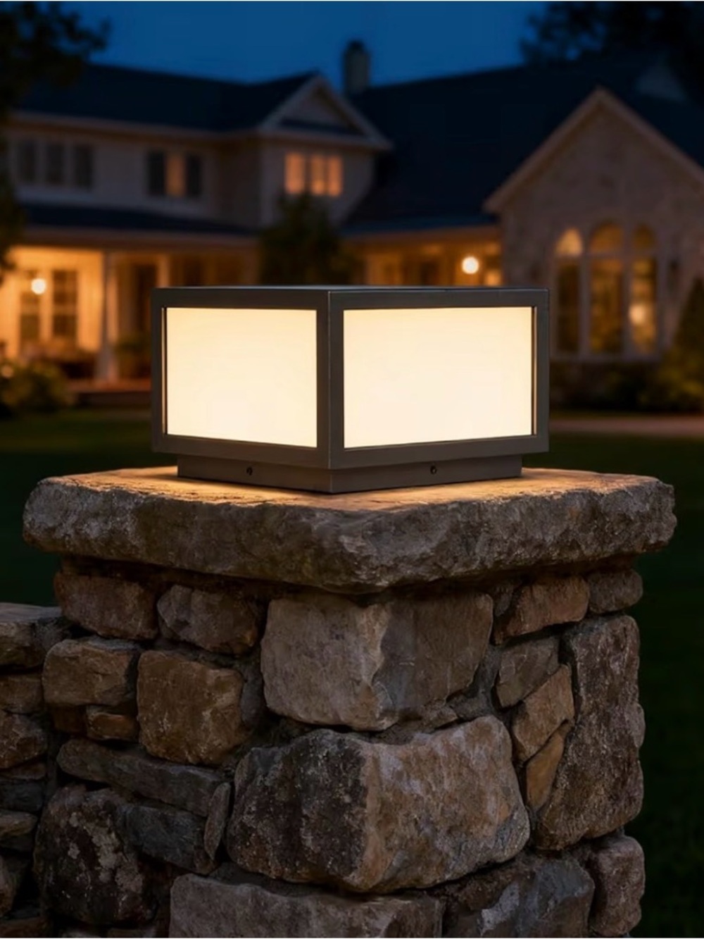 SkyGlow LED Column Light Outdoor Post Cap Waterproof 3000K Black NEW